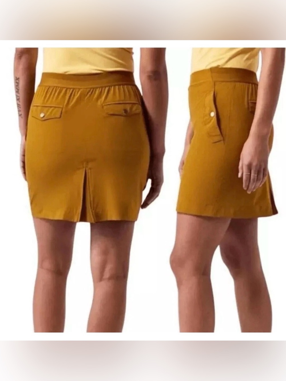 Athleta Vienna Cargo High Rise Golf Tennis Skort Mustard Gold Brown Plus Size 16